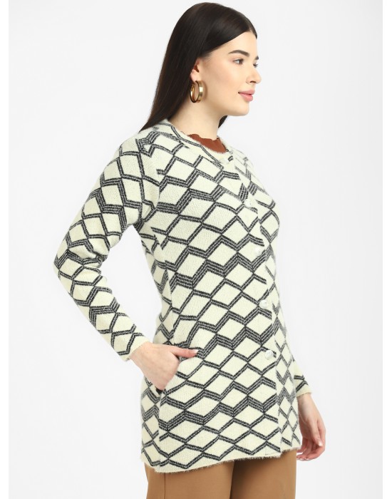 Women Long coat  Lemon Front Design with button